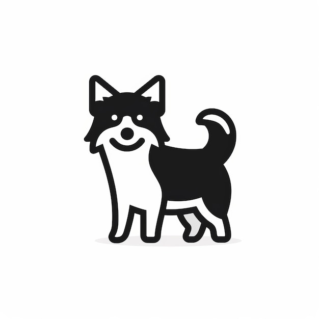 Photo kuromicore style black and white dog line icon