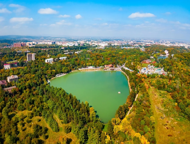 Kurortnoe lake aerial panoramic view Nalchik