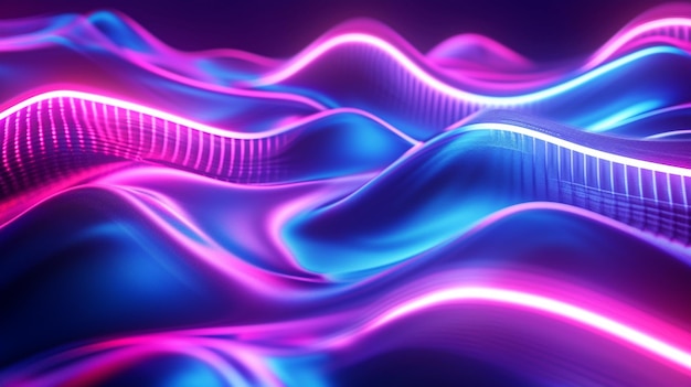 Kurven en golven van neonlicht vormen een futuristisch uitzicht achtergrond