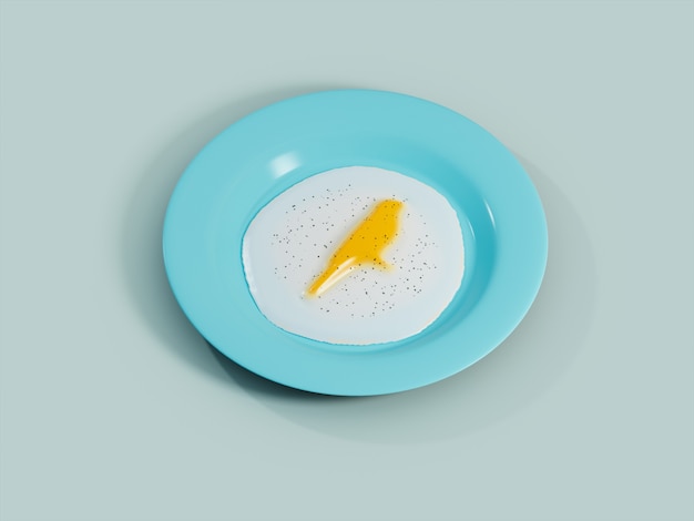 Kusama 계란 노른자 써니 사이드 업 아침 식사 암호화 통화 3D 그림 렌더링