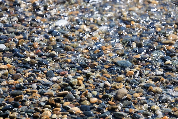 Kust. kiezelstrand met helder water. Hoge kwaliteit foto