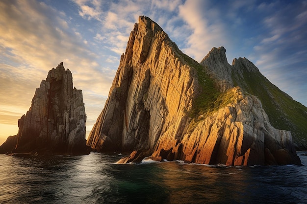 Foto kust kliffen en zeestapels bij helgeland