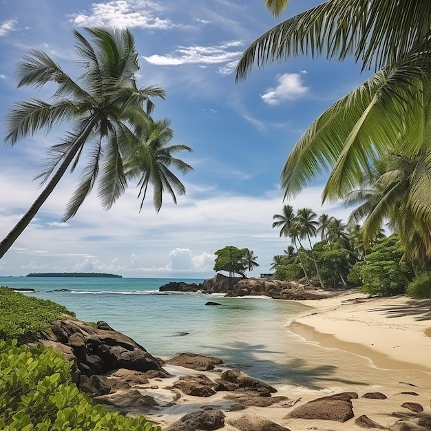 Kust Serenity Prachtig uitzicht met kokosnotenbomen