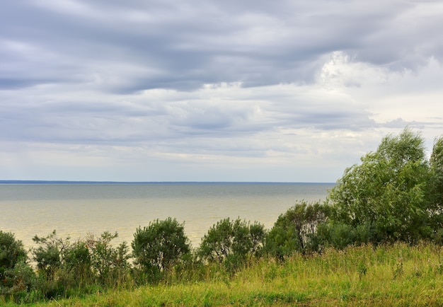 Kust van de Ob-zee in de zomer