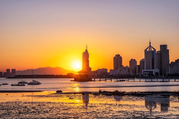 Kustlijnstadslandschap van Qingdao, China