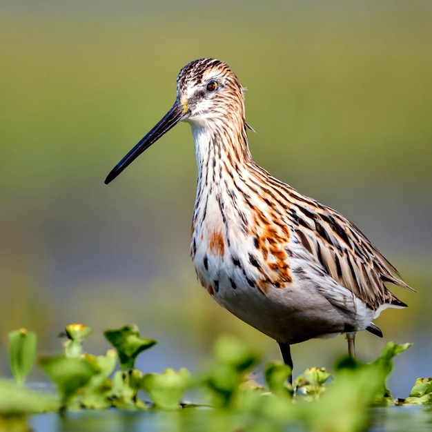Kustvogels in de wetlands Bartailed Godwit vogels AI_Generated