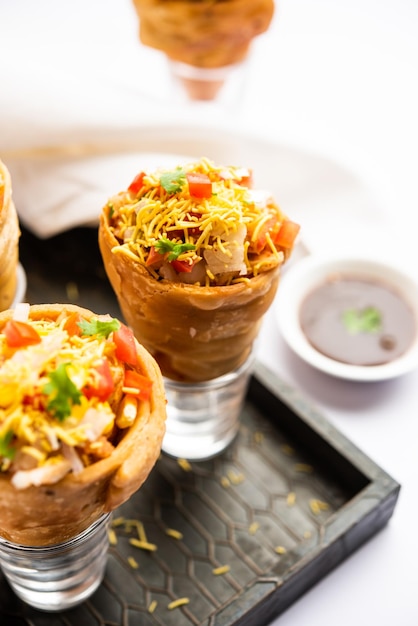 Kutchi Cone Chaat は、インドから人気のあるパーティーの前菜スナックです。