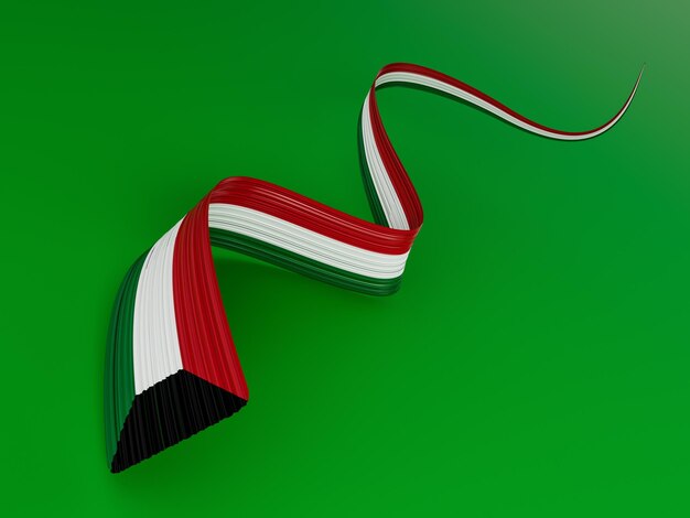 Kuwait flag 3d illustration on a Green background