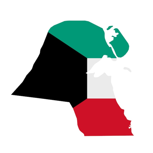 Контур страны флага Кувейта с национальным флагом
