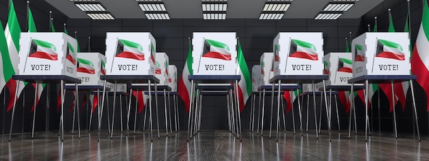 Kuwait polling station with many voting booths election concept 3D illustration