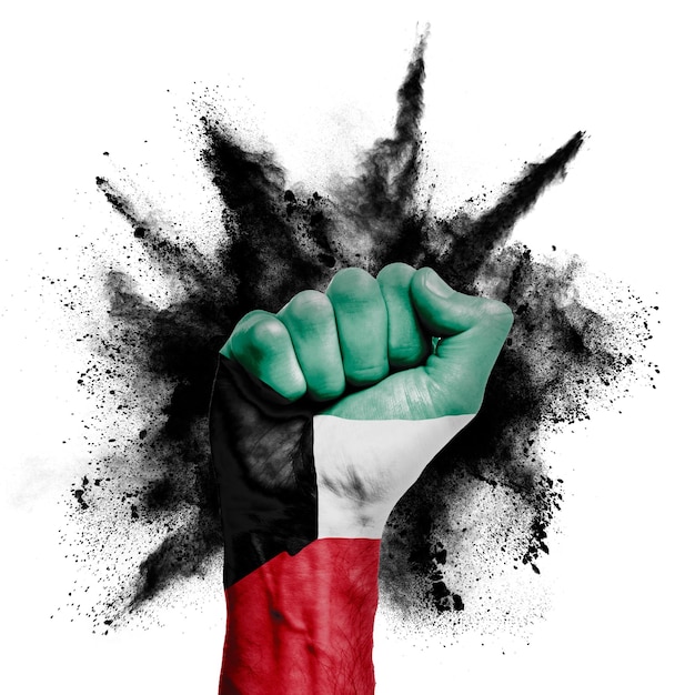 Kuwait raised fist with powder explosion power protest concept