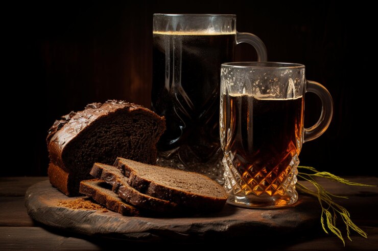 Foto kvass met donker roggebrood