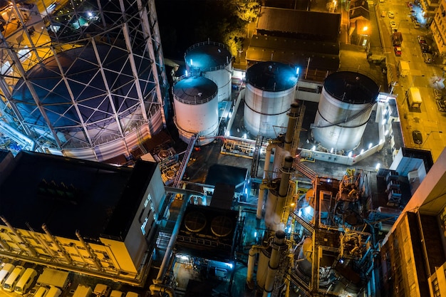 To kwa wan, hong kong, 29 november 2018: gas factory at\
night