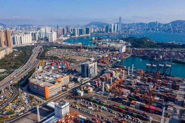 Kwai Tsing, Hong Kong, 12 February 2019: Container Terminals in Hong Kong