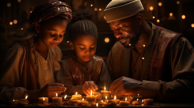 Kwanzaa_poster_holidayfamily_with_candlesi_f4ehd 8k wallpaper photographic image