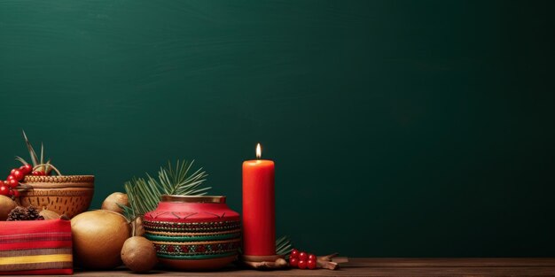  ⁇ 은  ⁇ 불 배너로 전통적인 Kwanzaa 테이블 장식 고품질 복사 공간