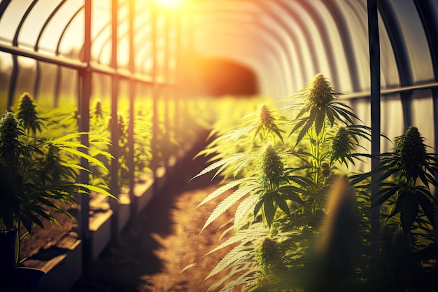 Foto kweken van hoogwaardig cannabiskruid in kas