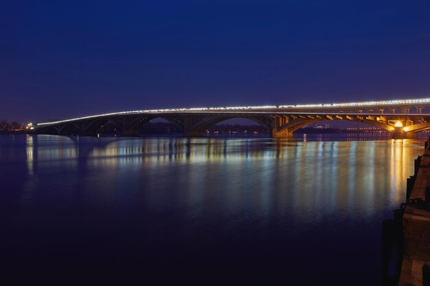 Kyiv Metro bridge in the evening