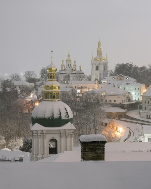 Kyiv Pechersk Lavra Religious landmark of the capital of Ukraine in winter