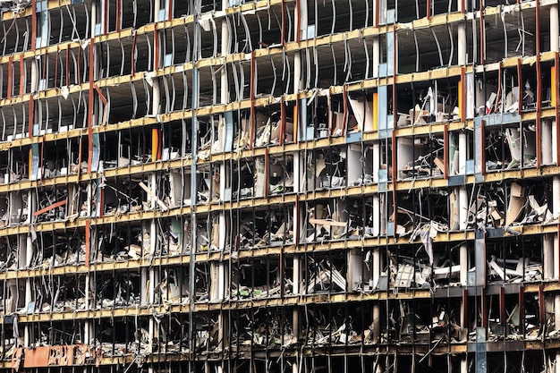 KYIV UKRAINE Mar 29 2022 War in Ukraine Shopping center that was damaged by shelling on 21 March by a Russian attack in Kyiv where according to emergency service at least six people died