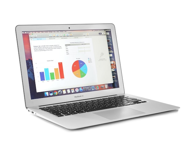 kyiv ukraine november 13 2017 apple macbook air silver displaying opened document on white background designed and developed by apple inc