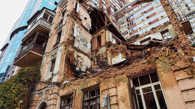 Kyiv ukraine october 22 2022 civilian house after a drone\
attack on buildings in kyiv