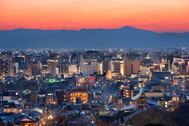 Kyoto Japan Downtown City Skyline at Dusk