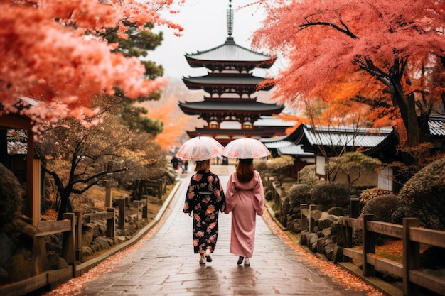 Фото Древние храмы киото, спокойствие дзен-садов и яркие цвета вишневых цветов.