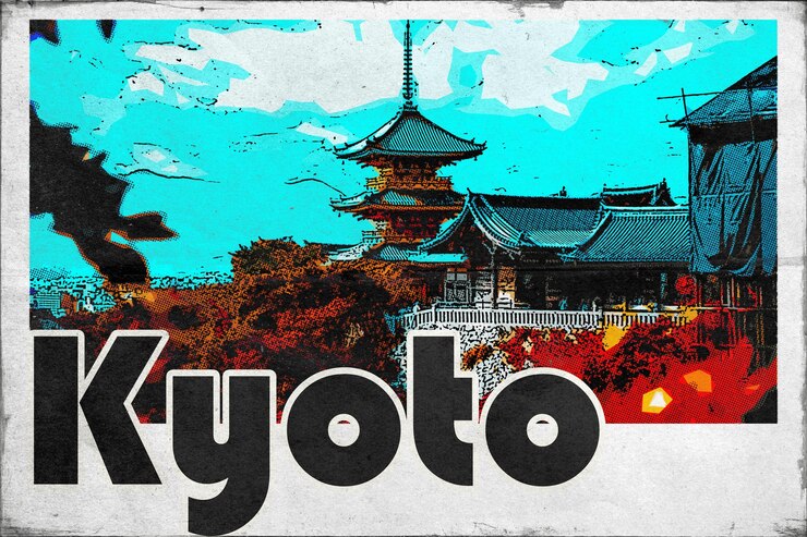 Фотография старинная туристическая открытка из киото