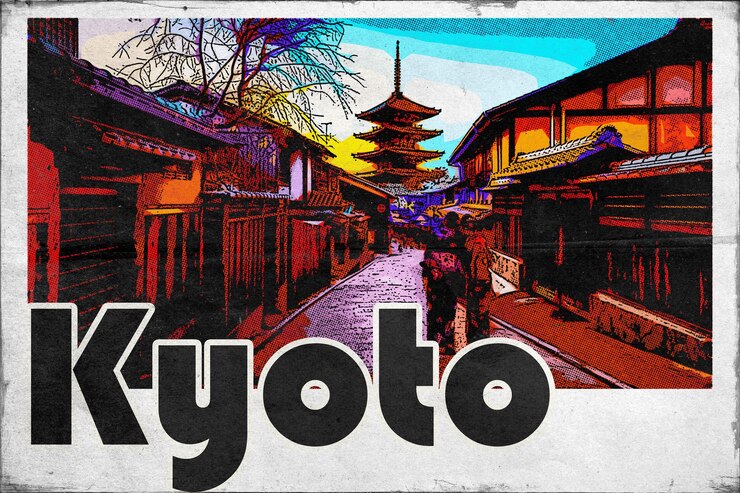 Фотография старинная туристическая открытка из киото