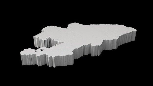 Kyrgyzstan 3D map on black background 3D illustration