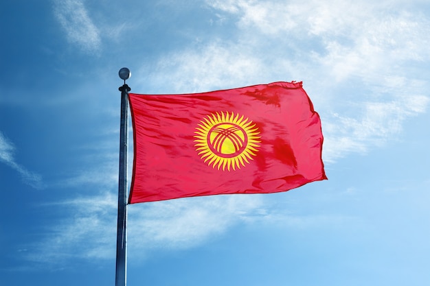 Kyrgyzstan flag on the mast