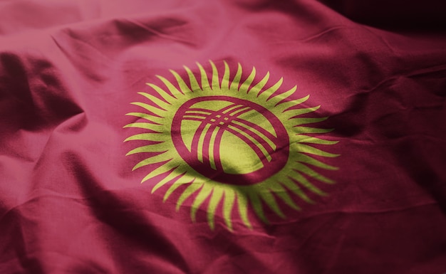 Kyrgyzstan Flag Rumpled Close Up 