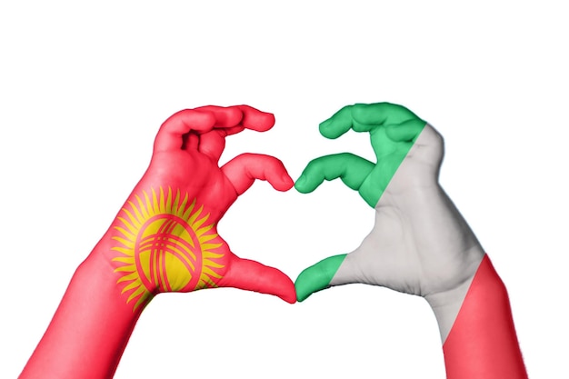 Kyrgyzstan Italy Heart Hand gesture making heart