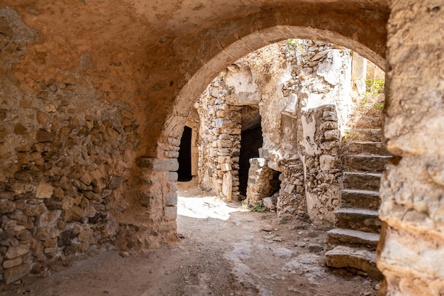 Kythira Kastro of Milopotamos Kato Chora Ionian islands Greece Venetian castle at Kythera