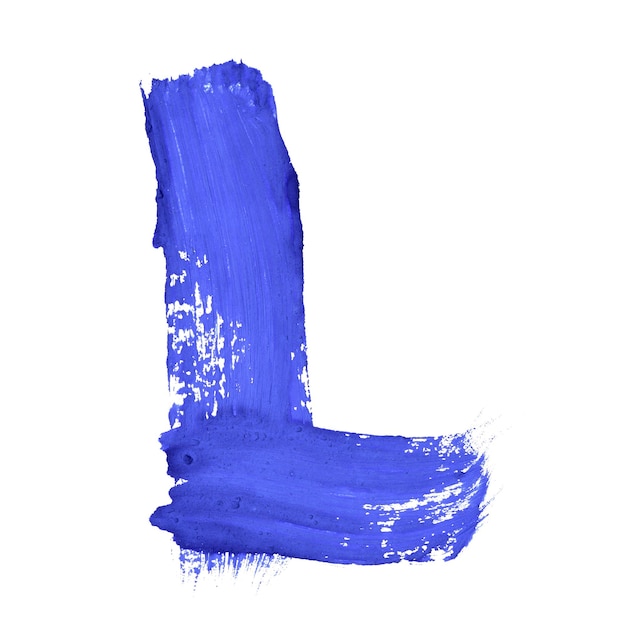 L Blauwe handgeschreven letters op witte achtergrond