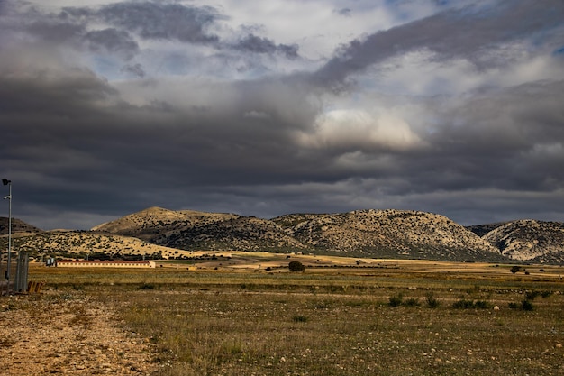 l calm autumn mountain landscape from aragon spain