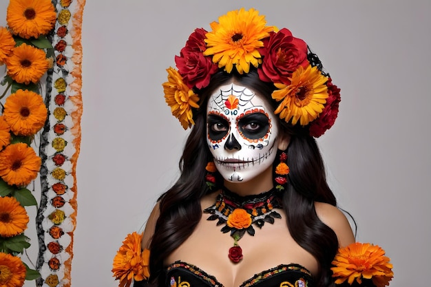 La calavera catrina elegance in the afterlife day of the dead festivity portrait