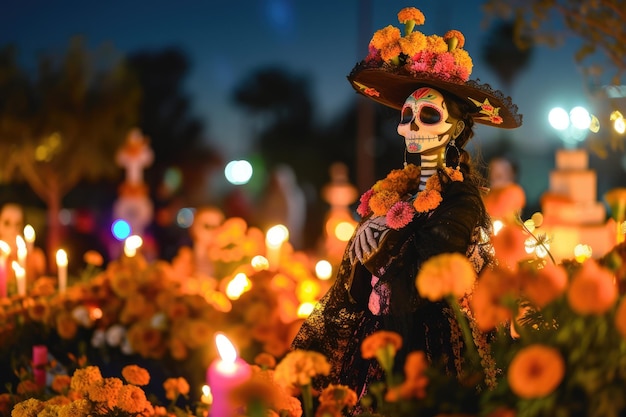 La Catrina Een majestueus symbool van Dia de los Muertos, een viering van het leven en de herinnering aan voorouders