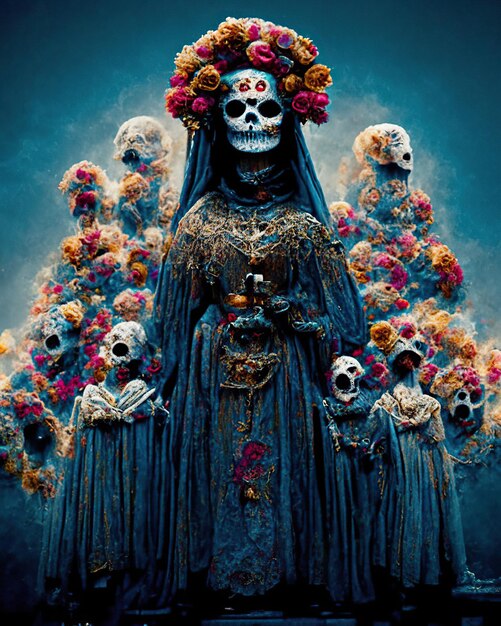 La Catrina of the Santa Muerte holy death on the Day of the Dead