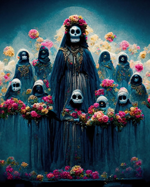 La Catrina of the Santa Muerte holy death on the Day of the Dead