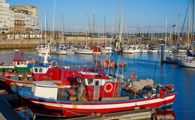 La Coruna port marina in Galicia Spain