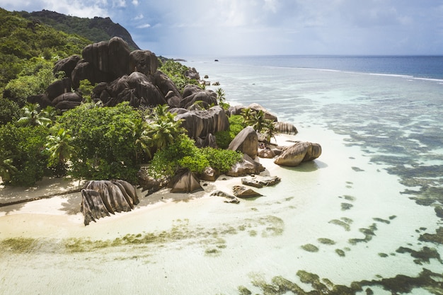 Foto la digue, strand van de seychellen