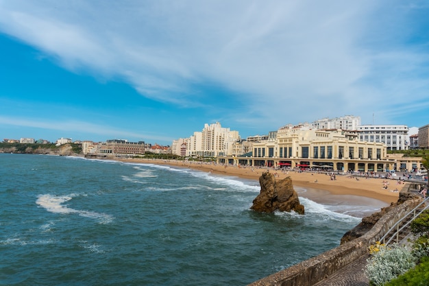 La grande Plage and its famous promenade in Biarritz, holidays in the south-east of France