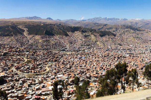 La Paz-uitzicht vanuit El Alto, in Bolivia