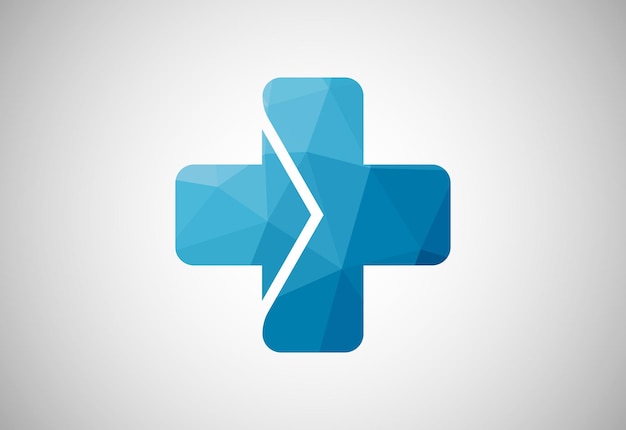 Laag Poly en Medisch en gezondheidszorgcentrum logo ontwerp Vector ontwerpsjabloon