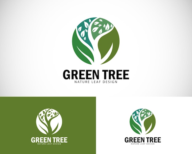 laat de natuur logo creatief ontwerp concept kruidengroene boom