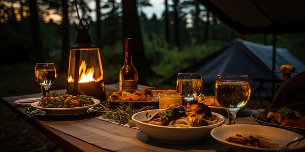 Laat diner in de natuur