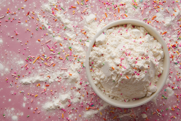 Laat je innerlijke bakker los met een feestelijke mix van meel en sprinkles.