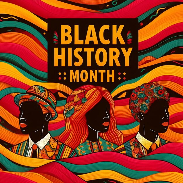 Laatste Black History Month poster Nieuwe Black History Month banner illustratie van zwarte mensen